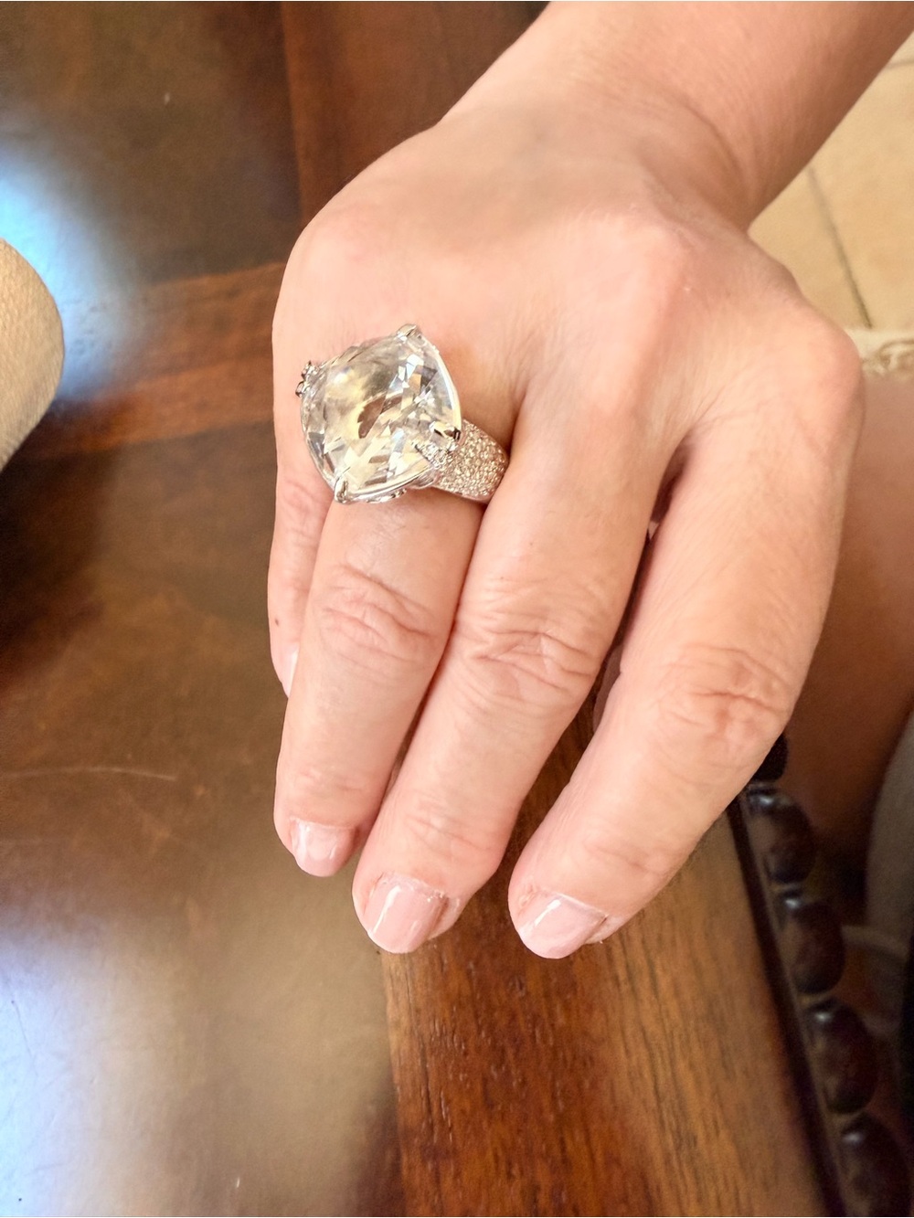 Swarovski Silver-Tone Clear Crystal Pavé Cocktail Ring
